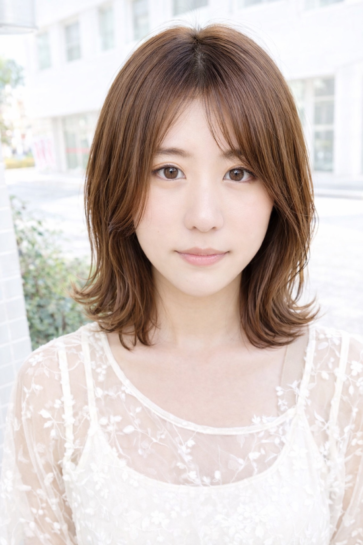 艶カラー ベージュブラウン ミディアム DiMPlE 越谷