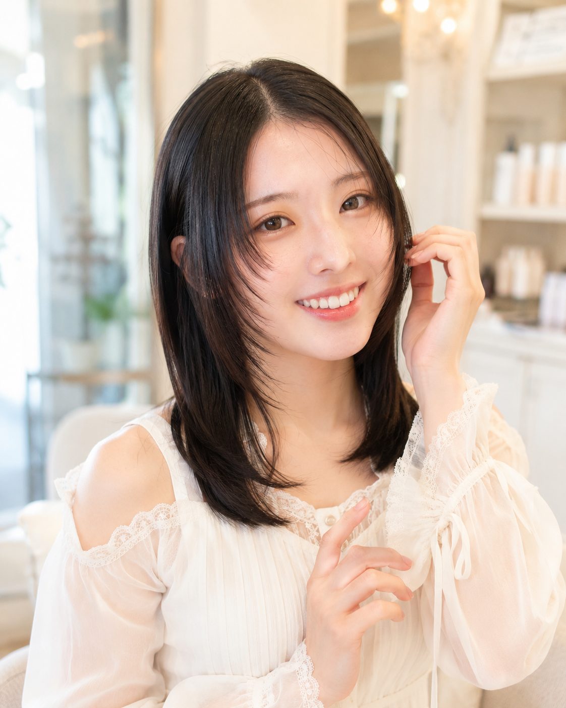 Japanレイヤー 黒髪 顔周りレイヤー ナチュラル DiMPlE 越谷